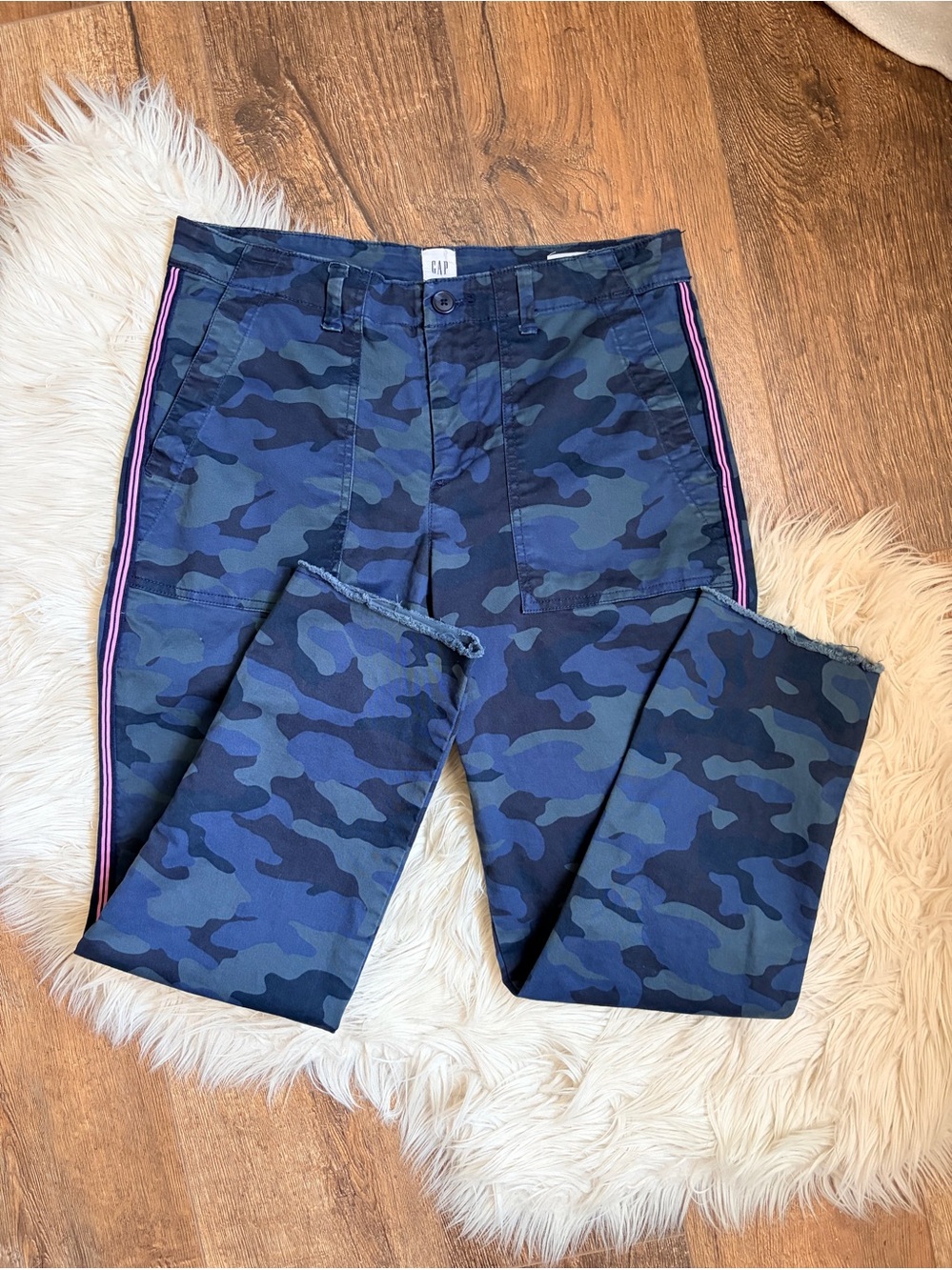 GAP Girlfriend Khaki Camo Utility Pants with Side Stripe